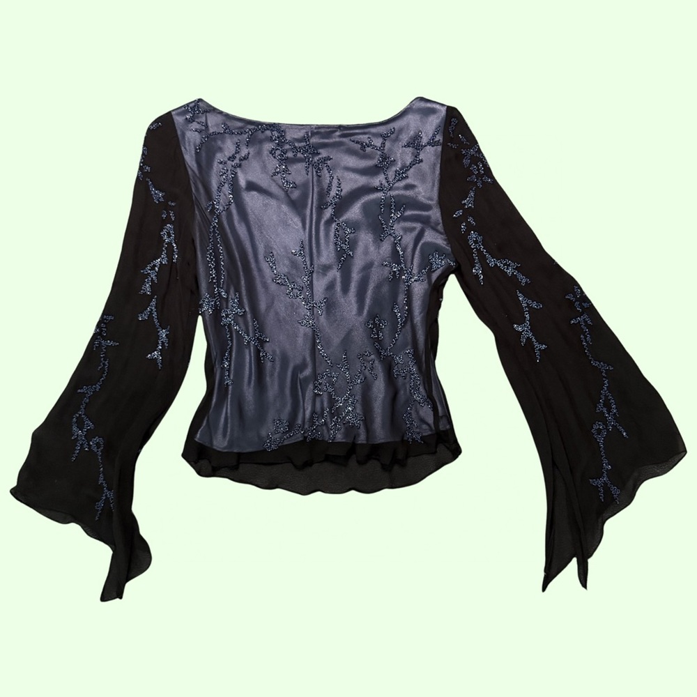 Scala Midnight Black and Sapphire Blue Blouse - Picture 2 of 8